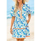 ⏰Summer Hot Sale 50% OFF💃Women's V Neck Floral Short Puff Sleeve Patchwork Casual Boho Mini Dress👍✨Soft Fabric & Comfortable Fit