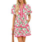 ⏰Summer Hot Sale 50% OFF💃Women's V Neck Floral Short Puff Sleeve Patchwork Casual Boho Mini Dress👍✨Soft Fabric & Comfortable Fit