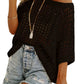 💥This Week's Special Price 💝Womens Summer Scoop Neck ShortSleeve Sweater Casual Crochet Hollow Out KnitTops