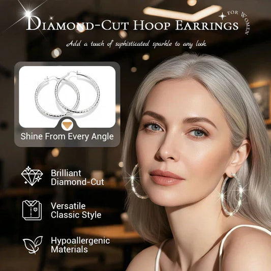 🌸 50% OFF NOW! 🌸 Diamond-Cut Hoop Earrings for Women – Elegant, Sparkling 💎ond-Cut Hoop Earrings for Women