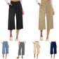 📢📢30% OFF !! ⏰Women's High Waisted Wide Leg Linen Elastic Smock Waist Capri Pants