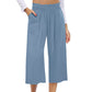 📢📢30% OFF !! ⏰Women's High Waisted Wide Leg Linen Elastic Smock Waist Capri Pants