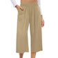 📢📢30% OFF !! ⏰Women's High Waisted Wide Leg Linen Elastic Smock Waist Capri Pants