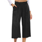 📢📢30% OFF !! ⏰Women's High Waisted Wide Leg Linen Elastic Smock Waist Capri Pants