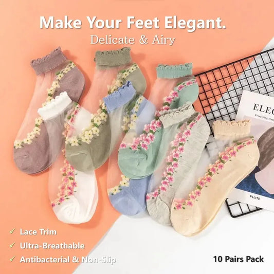 🥳SUMMER HOT SALE🥳💞50K+ SOLD!💥50% OFF! 🔥Floral Lace Women's Spring Summer Ankle Socks