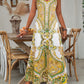 📢📢60% OFF !! ⏰Women’s Retro Print V-Neck Sleeveless Maxi Dress