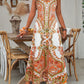 📢📢60% OFF !! ⏰Women’s Retro Print V-Neck Sleeveless Maxi Dress