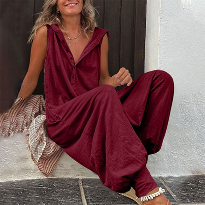 🌸 50% OFF NOW! 🌸Women's Relaxed Hooded Sleeveless Jumpsuit
