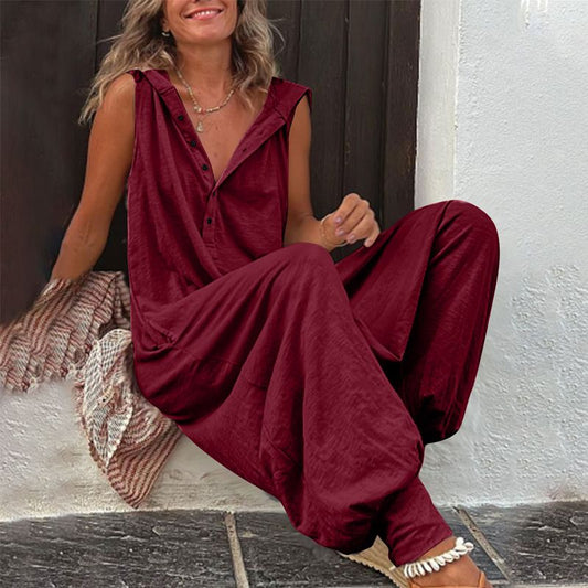 🌸 50% OFF NOW! 🌸Women's Relaxed Hooded Sleeveless Jumpsuit