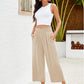📢📢30% OFF !! ⏰Women's High Waisted Wide Leg Linen Elastic Smock Waist Capri Pants