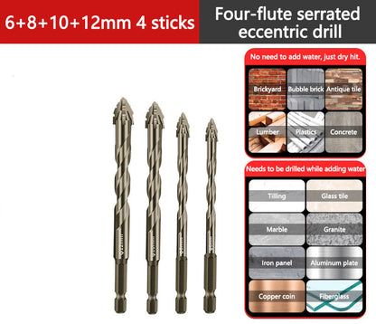 📢📢50% OFF !! ⏰4-Flute Eccentric Drill Bit Kit – Titanium-coated & multi-material ✨