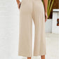 📢📢30% OFF !! ⏰Women's High Waisted Wide Leg Linen Elastic Smock Waist Capri Pants