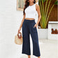 📢📢30% OFF !! ⏰Women's High Waisted Wide Leg Linen Elastic Smock Waist Capri Pants