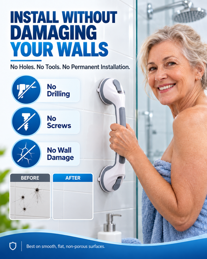 📢📢50% OFF !! ⏰Suction Grab Bar – No drilling, high-strength & washable🚿 🛁