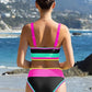 ⏳Time-Limited Special⏰Color Block Patchwork Nylon Sporty 3-Piece Bikini Set - High Waisted & Tummy Control Swimsuit👙🌈