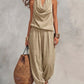 📢📢50% OFF !! ⏰ Sleeveless Cowl Neck Jumpsuit – Halter, Wide-Leg, Elegant 🍷