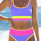 ⏳Time-Limited Special⏰Color Block Patchwork Nylon Sporty 3-Piece Bikini Set - High Waisted & Tummy Control Swimsuit👙🌈