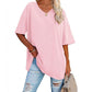🌸 50% OFF NOW! 🌸Women's Casual Loose Plus Size V Neck T Shirts Summer Half Sleeve Tees Fit Cotton Tunic Tops