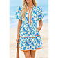 ⏰Summer Hot Sale 50% OFF💃Women's V Neck Floral Short Puff Sleeve Patchwork Casual Boho Mini Dress👍✨Soft Fabric & Comfortable Fit