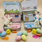 💎 49% OFF! 💎 Bunny Mummy & Baby Plush Pocket Tin – Handmade Easter Collectible with Cozy Blanket (Pink/Blue Ears) 🐇🎁