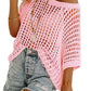 💥This Week's Special Price 💝Womens Summer Scoop Neck ShortSleeve Sweater Casual Crochet Hollow Out KnitTops