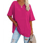 🌸 50% OFF NOW! 🌸Women's Casual Loose Plus Size V Neck T Shirts Summer Half Sleeve Tees Fit Cotton Tunic Tops