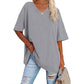 🌸 50% OFF NOW! 🌸Women's Casual Loose Plus Size V Neck T Shirts Summer Half Sleeve Tees Fit Cotton Tunic Tops