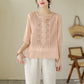 🌸 50% OFF NOW! 🌸Women's Thin Embroidery Breathable Cotton Linen Short Sleeve Crew Neck Shirt