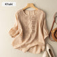 🌸 50% OFF NOW! 🌸Women's Thin Embroidery Breathable Cotton Linen Short Sleeve Crew Neck Shirt
