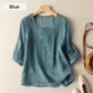 🌸 50% OFF NOW! 🌸Women's Thin Embroidery Breathable Cotton Linen Short Sleeve Crew Neck Shirt