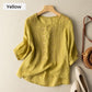 🌸 50% OFF NOW! 🌸Women's Thin Embroidery Breathable Cotton Linen Short Sleeve Crew Neck Shirt