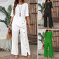 ✨2026 New Style✨Trendy Irregular Hem Blouse with Wide Leg Pants – Elegant Daily Two-Piece Outfit