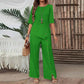 ✨2026 New Style✨Trendy Irregular Hem Blouse with Wide Leg Pants – Elegant Daily Two-Piece Outfit
