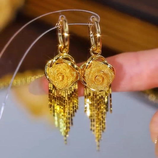 🥳2026 HOT SALE🥳💞50K+ SOLD!💥50% OFF! 🔥Golden Years-Women's Versatile Gold Rose Earrings