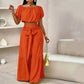 ⏳Time-Limited Special⏰Off-Shoulder Puff Sleeve Top & Wide-Leg Pants Set – Elegant Summer 2-Piece! 💃