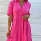 🌸 60% OFF NOW! 🌸Solid Color Comfort Lapel Button Dress