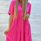 🌸 60% OFF NOW! 🌸Solid Color Comfort Lapel Button Dress