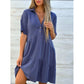 🌸 60% OFF NOW! 🌸Solid Color Comfort Lapel Button Dress