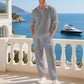💎 -50% ON MEN'S LINEN BLEND SET! 💎 Breathable 2-Piece Collared Shirt & Pants for Summer Relaxation
