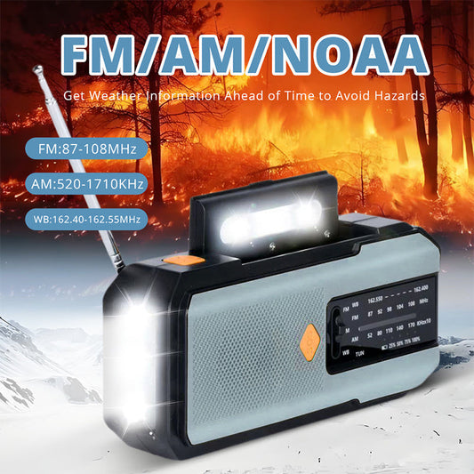 📢📢50% OFF !! ⏰Solar & Hand Crank Survival Radio✨ 📻 2000mAh Power Bank, Torch + SOS Alarm | For UK Power Cuts & Outdoor Emergencies