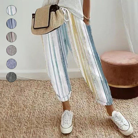 🌸 50% OFF NOW! 🌸 Striped Linen Cotton Trousers for Women