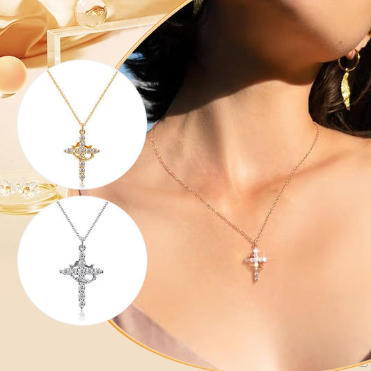 🥳2026 HOT SALE🥳💞50K+ SOLD!💥50% OFF! 🔥Exquisite Cross Necklace with Rotating Crown