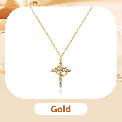 🥳2026 HOT SALE🥳💞50K+ SOLD!💥50% OFF! 🔥Exquisite Cross Necklace with Rotating Crown