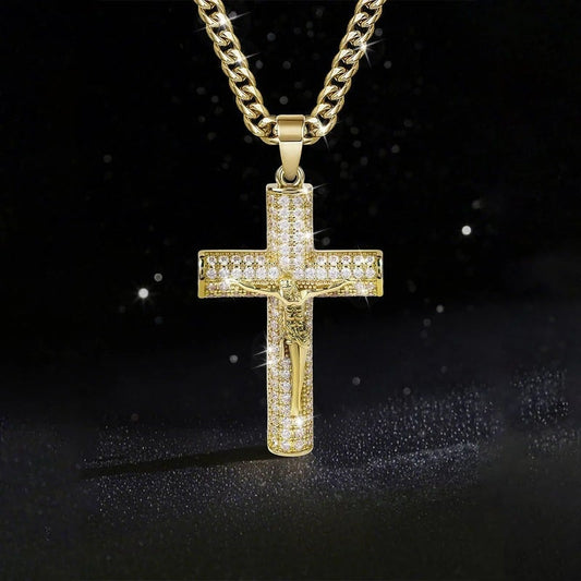 🔥2026 New Arrival ＆ Hot Sale🔥Jesus Crucifix Pendant Necklace – 14K Gold Plated, Gift Box & Spiritual Protection🙏