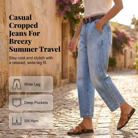 🥳SUMMER HOT SALE🥳💞50K+ SOLD!💥50% OFF! 🔥Women's High Waisted Cropped Barrel Jeans