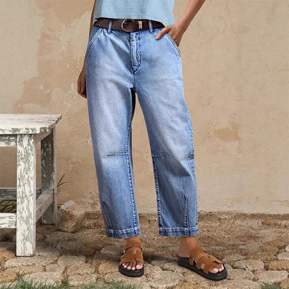 🥳SUMMER HOT SALE🥳💞50K+ SOLD!💥50% OFF! 🔥Women's High Waisted Cropped Barrel Jeans