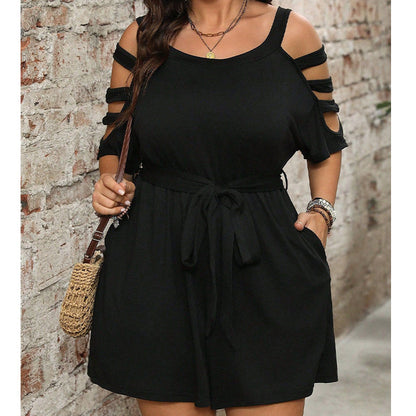 💎 -50% ON CHIC COLD-SHOULDER ROMPER! 💎 Tie-Waist, Pockets & Breathable Summer Style