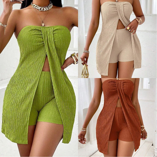 🔥2026 New Style🔥Flattering Split Hem Strapless Matching Set – Ready for Daily & Vacation! ✨