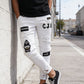 🔥 50% OFF NOW! 👖 Men's Ripped Skinny Jeans – Edgy Patchwork & Durable Denim 🎨👟