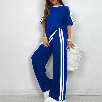 👖 50% OFF THE STRIPED TWO-PIECE SET! ✨ Soft, breathable & wide-leg fit for the ultimate casual look 🌿